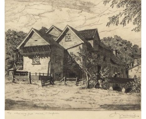 AR HENRY JAMES STARLING, ARE (1895-1996) "Marlingford Mill, Norfolk" black and white etching, signed, numbered 36/75 and insc