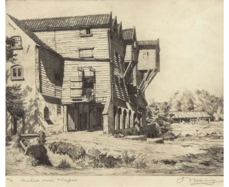 AR HENRY JAMES STARLING, ARE (1895-1996) "Horstead Mill, Norfolk" black and white etching, signed, numbered 62/75 and inscrib