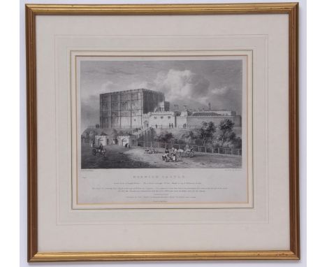 D HODGSON/M GAUCI: NORWICH CASTLE, stone lithograph proof of Norwich Castle, with horse and carts in foreground, circa 1840, 