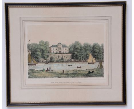 HENRY DAVY: THE HILL HOUSE, SOUTH-TOWN, SUFFOLK, THE RESIDENCE OF CAPT GARNHAM, RN, hand coloured lithograph view, 1862, prin