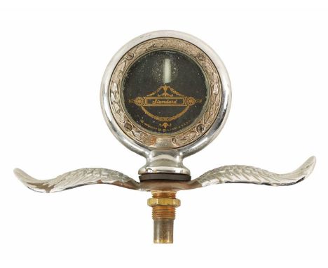 A WINGED BOYCE MOTO METER RADIATOR CAP/CAR MASCOT with enclosed thermometer gauge 20cm wide