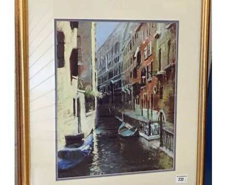 Bob Richardson (b1938), Venice Back Water Scene with Boats, pastel drawing signed R. Richardson, 44cm by 35cm  