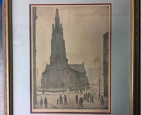 Laurence Stephen Lowry (1887-1976), St Simon's Church Salford, artist signed limited edition print, 209 of 300, pencil signed