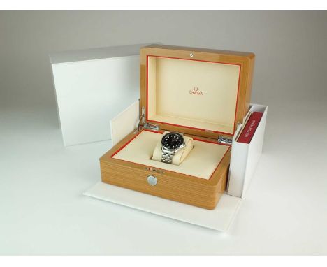A Gentleman's stainless steel Omega Seamaster Professional Co-Axial Chronometer wristwatch, the circular black dial with lumi