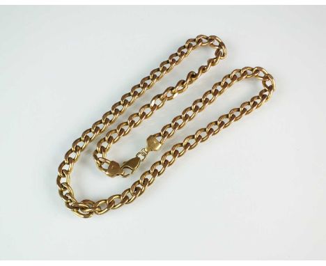 A 9ct rose gold flat curb link chain necklace, with lobster claw fastening, 48cm long, weight approx 18g