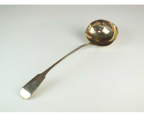 A George III Fiddle pattern silver soup ladle, William Eaton, London 1819, with engraved initials, 35.5cm long, weight approx