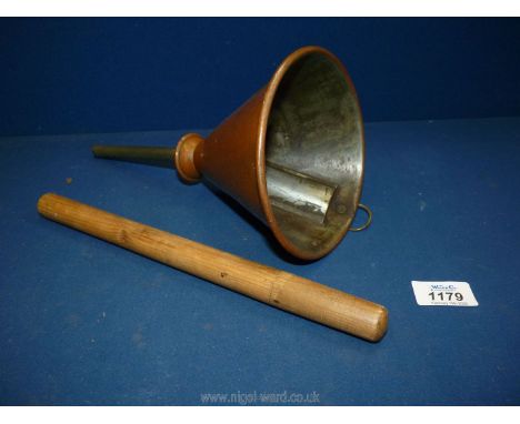 A milk floating milk thermometer, together with milk funnel, as used by home dairy makers in the 1920's--30's for small scale