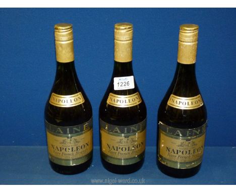 Three bottles of Napoleon Rare French Brandy, 40 % vol, 685 ml.