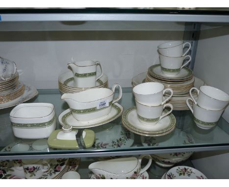 A quantity of white and green Royal Doulton (Rondelay) including six cups and saucers, side plates, sauce boat, dinner plates