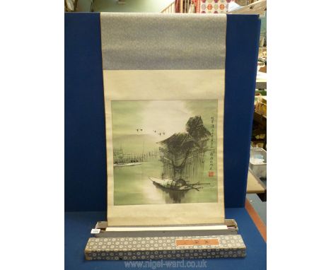 A boxed 20th century Chinese scroll.