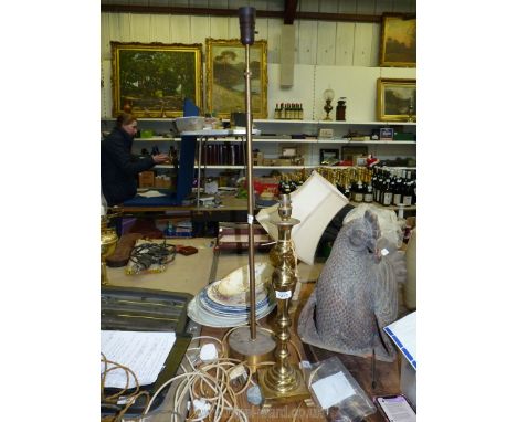 A Brass table Lamp, 20'' tall and brass floor standing Lamp, 36'' tall.