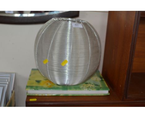 A metal light shade; together with an empty photo album