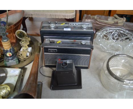 Two Roberts radios; together with a Polaroid camera 