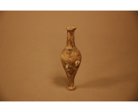 An archaeological style ceramic tear catcher bottle, possibly Roman, 16cm, chipped to upper rim