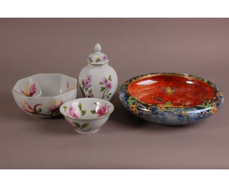 A mid 20th century Grimwades Byzantine Ware bowl, 29cm diameter, together with three modern Spode pottery items