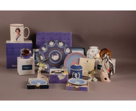 A collection of 20th century Wedgwood Jasperware pottery and other items, including a Second Decade Christmas plate, several 