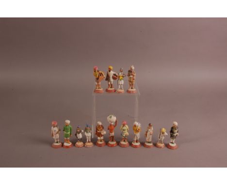 A collection of vintage Indian terracotta figures, tallest 9.5cm, most with damages (15)