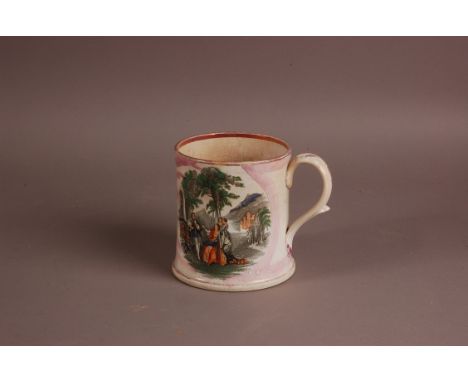 A Victorian E. Morris &amp; Co pottery Sunderland large mug, 13cm, with frog to inner, crazed