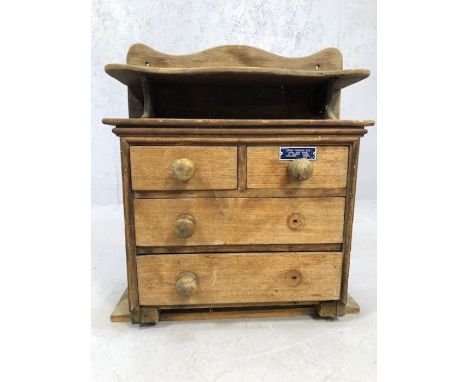 Vintage shelving unit with four drawers, approx 41cm x 18cm x 56cm tall
