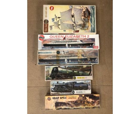 AIRFIX -72 1/72 Scale Model Kits boxed to include: Trains and Ships (6)