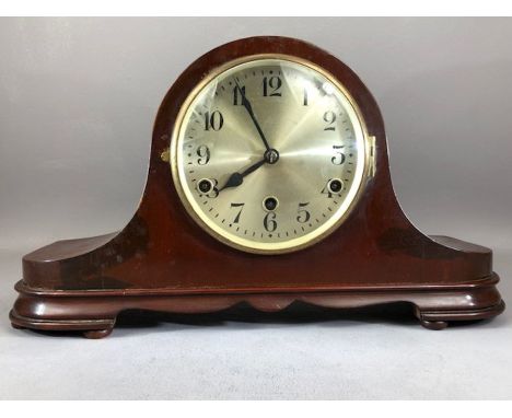 Westminster chime DRGM mantle clock, approx 24cm in height, with key