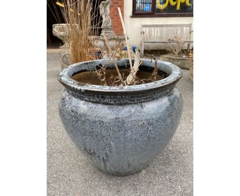 Large glazed garden planter, approx 56cm x 49cm