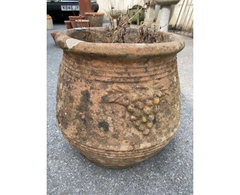 Old terracotta garden planter, approx 34cm tall