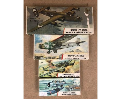 AIRFIX -72 1/72 Scale Model Kits boxed to include: Military Aircraft B24 Liberator, Kingfisher etc (4)