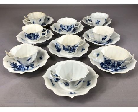 Meissen Blue and White cabinet cups blue cross swords mark to base (9) A/F