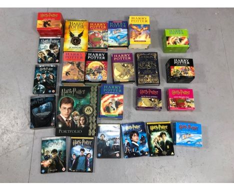 HARRY POTTER: Collection of Harry Potter DVDs, audio books, books (some first edition), 