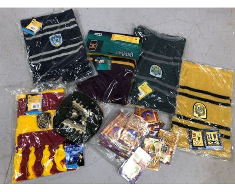 HARRY POTTER: Merchandise to include Harry Potter scarfs, Dumbeldore hat, Magic Reveal pin badges, collectors badges etc