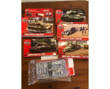 AIRFIX Scale Model Kits boxed to include: Military vehicles, tanks, King Tiger starter set, including paints, glue etc (6)