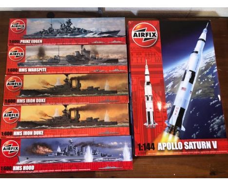 AIRFIX Scale Model Kits boxed to include: Apollo Saturn V and warships HMS Iron Duke x 2 etc (6)