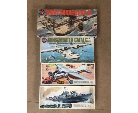 AIRFIX -72 1/72 Scale Model Kits boxed to include: Warships and Planes (4)