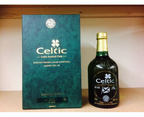 CELTIC LEAGUE CHAMPIONS 1997-98 AGED 10 YEARS
Single Malt Scotch Whisky
Bottle no. 201 of 5000. 70cl, 40% volume, in presenta