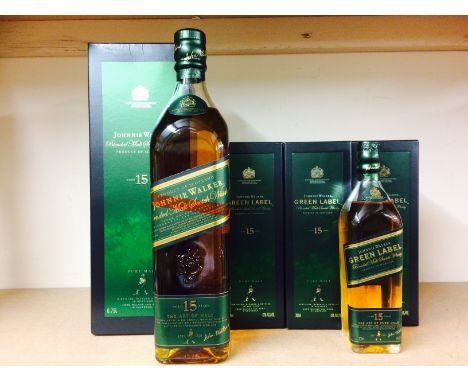 JOHNNIE WALKER GREEN LABEL AGED 15 YEARS
Blended Malt Scotch Whisky.
75cl, 43% volume, in carton.
JOHNNIE WALKER GREEN LABEL 