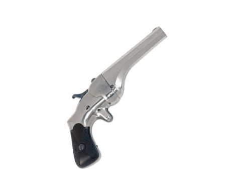 A NICKEL-PLATED .44 (RIMFIRE) HAMMOND PATENT SINGLE-SHOT DERRINGER BY CONNECTICUT ARMS CO., no visible serial number, circa 1