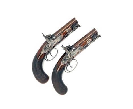 A GOOD PAIR OF .577 (25-BORE) DOUBLE-BARRELLED PERCUSSION OVERCOAT PISTOLS SIGNED WESTLEY-RICHARDS, serial no. 436, circa 183