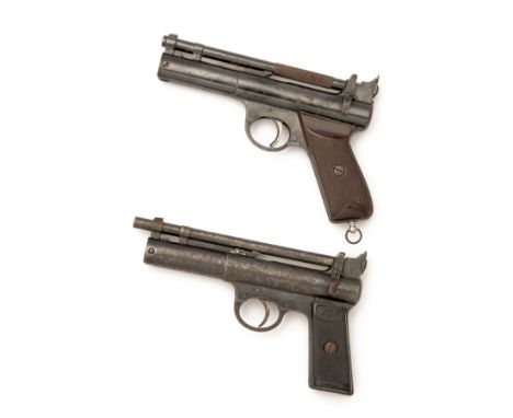 TWO VARIATIONS OF THE PRE-WAR WEBLEY &amp; SCOTT 'SENIOR' AIR-PISTOLS, serial numbers S6193 and S12444, the first a 'straight