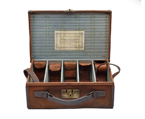 ARMY &amp; NAVY A CANVAS AND LEATHER CARTRIDGE MAGAZINE, for approx. 250 cartridges, the interior lined with blue and white s