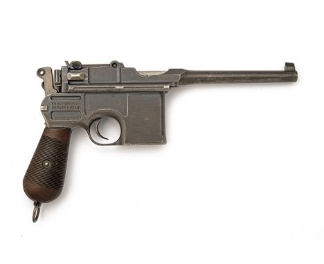 A 7.63mm (MAUSER) C96 WARTIME COMMERCIAL PISTOL, serial no. 273977, with period holster stock, circa 1916, with blued taperin