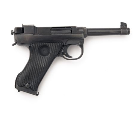 A RARE 9mm (PARA) HUSQVARNA "NEUTRAL" M40 SERVICE PISTOL, serial no. 31970, with holster, circa 1942, with blued 4 3/4in. bar