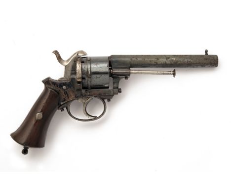AN 11mm PINFIRE LEFAUCHEUX-STYLE REVOLVER, no visible serial number, Belgian, circa 1860, with blued octagonal 5 1/2in. barre