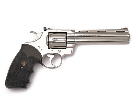 A .357 (MAG) COLT PYTHON 'ULTIMATE' STAINLESS-STEEL REVOLVER, serial no. T79410, with 6in. barrel, raised ventilated sighting