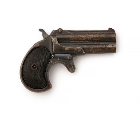 A .41 (RIMFIRE) REMINGTON OVER AND UNDER 'DOUBLE DERRINGER', serial no. L97739, with blued flip-up 3in. barrel group (hinge s