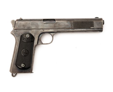 A GOOD COLT .38 (RIMLESS SMOKELESS) MODEL 1902 MILITARY PISTOL, serial no. 12169, for 1906/07, with period London proved 6in.