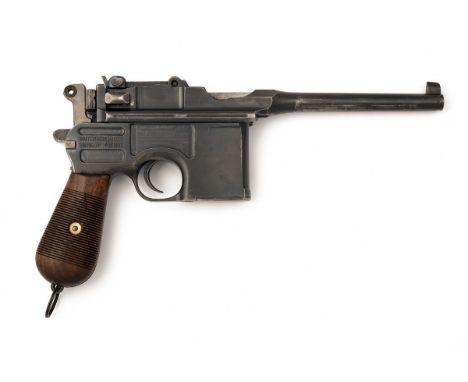 A 7.63mm (MAUSER) WARTIME COMMERCIAL C96 'BROOMHANDLE' PISTOL, serial no. 401884, with holster stock, circa 1917, with taperi