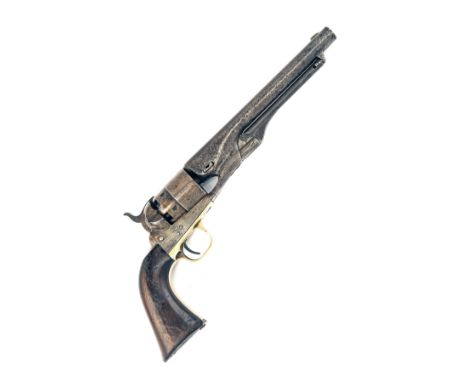 A .44 PERCUSSION COLT 1860 ARMY REVOLVER, serial no. 180192, for 1869, with 8in. round barrel numbered '111637' and signed 'A