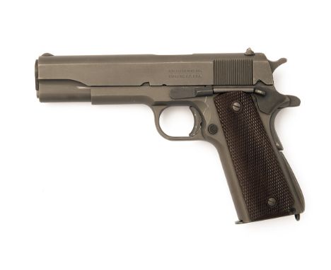 AN EXTREMELY RARE REMINGTON RAND .45 (ACP) FACTORY WORKSHOP DEMONSTRATION PATTERN PISTOL, serial no. 27, circa 1943, of stand