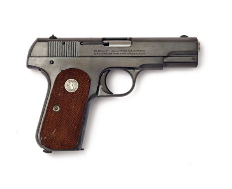 A GOOD .32 (ACP) COLT SEMI-AUTOMATIC MODEL 1903 HAMMERLESS POCKET PISTOL, serial no. 526469, for 1937, with blued and sighted